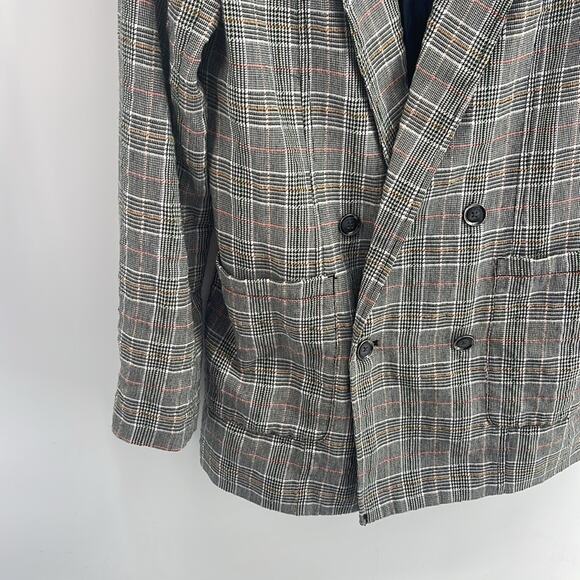 Anthropologie Maeve Lilith plaid double breasted textured long line blazer sz 4 - Picture 3 of 7